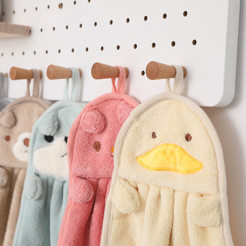 Ultra-Thick Coral Velvet Baby Hand Towels with Animals