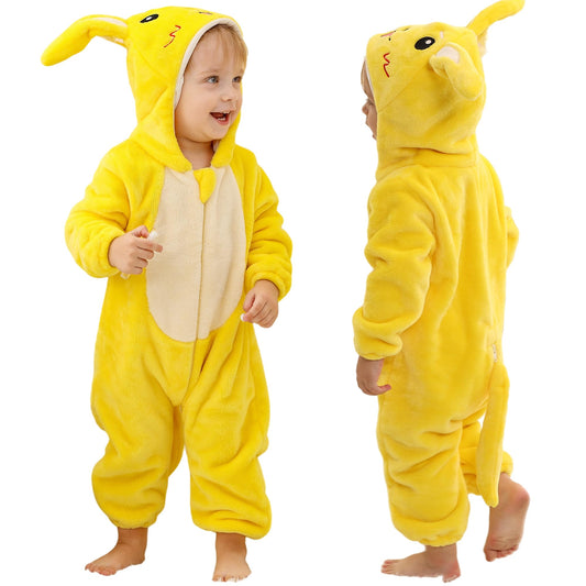 MICHLEY Unisex Baby Hooded Romper Infant Toddler Animal Dress Halloween Party Outfit Jumpsuit 6-12 Months Yellow Mouse