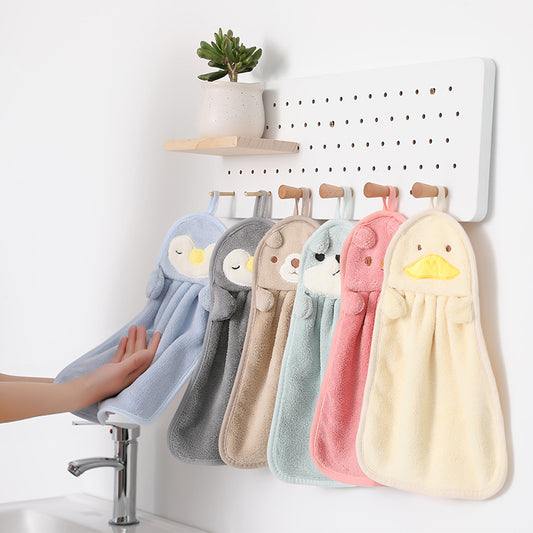 Ultra-Thick Coral Velvet Baby Hand Towels with Animals