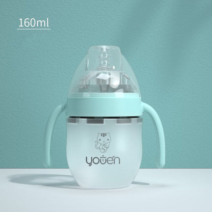 Silicone Baby Bottle with Soft Straw and Anti-Drop Design
